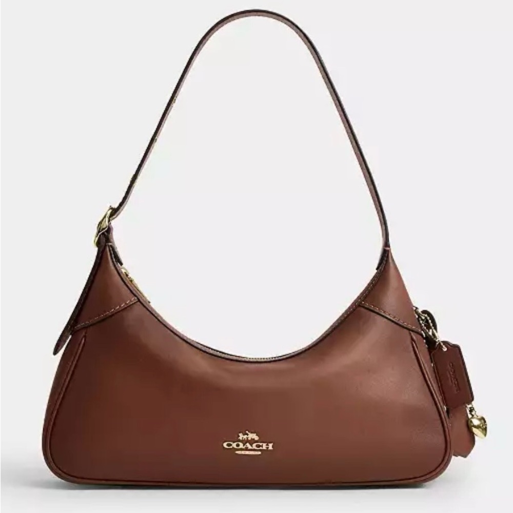 Coach Leather Ella Small Shoulder Bag Redwood with Gold Hardware